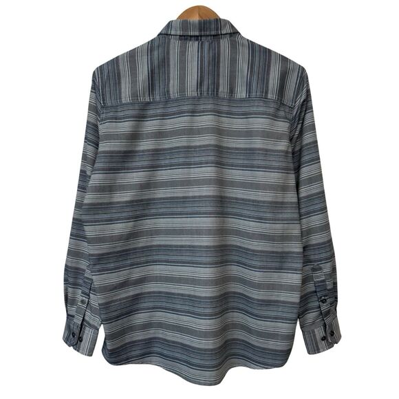 Swiss Tech Mens Size Large Button Up Shirt Long Sleeve Striped Gray Blue - Picture 4 of 10